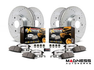 Jeep Gladiator Brake Kit - Front + Rear - PowerStop - Drilled & Slotted Rotors + Carbon-Fiber Ceramic Pads - `20-`25